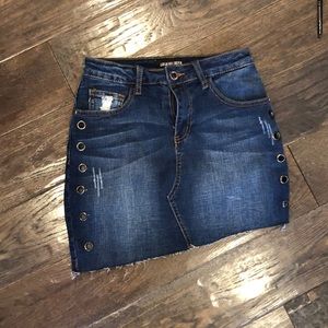 Darker Denim skirt with circles on side